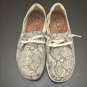 Hey Dude Women’s Wendy Jungle Gray Snakeskin Pattern Casual Shoes